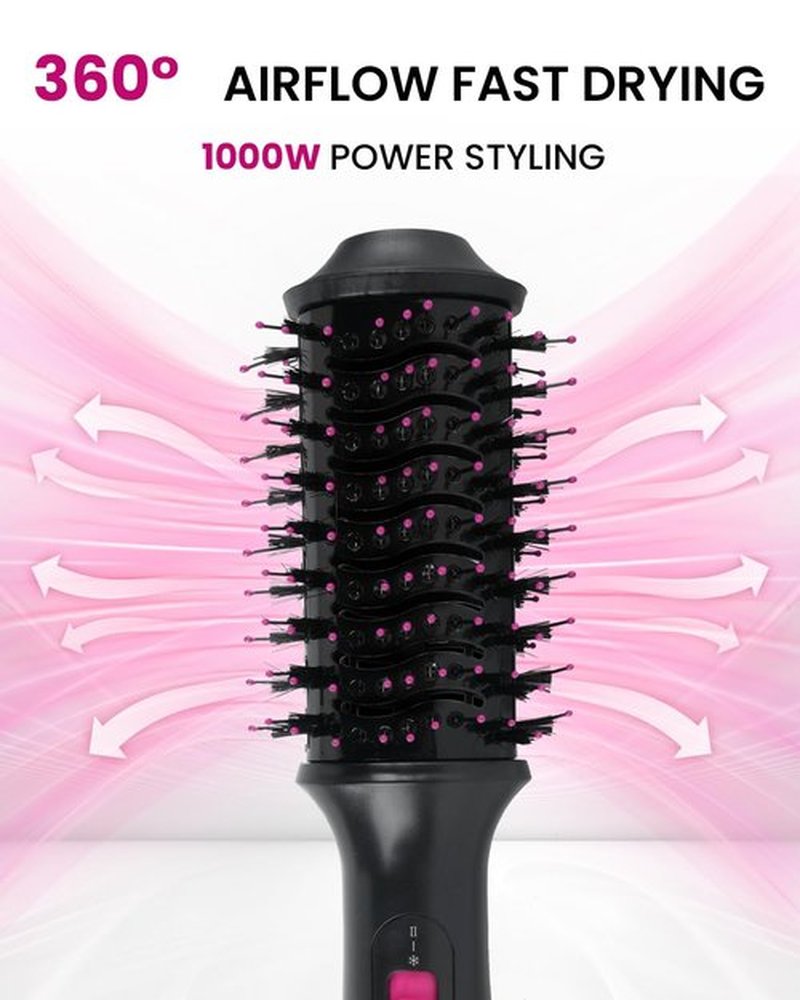Hair Dryer Brush Blow Dryer 4-in-1 Hot Air Styler, Blowout Brush Hair Dryer Styler & Volumizer with Ionic Technology|Oval Titanium Barrel|Anti-frizz Blowout for Drying, Straightening 2.4''