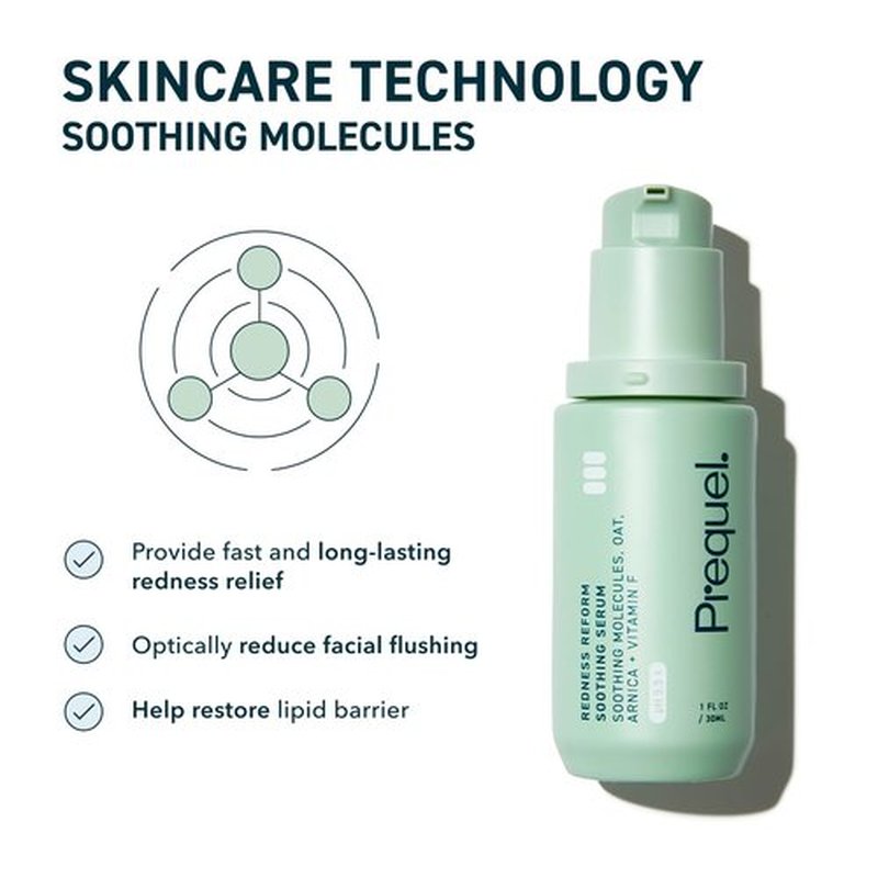 Prequel Skin Redness Reform Calming Serum - Soothing Oat Extract for Sensitive Skin | 1oz Pump