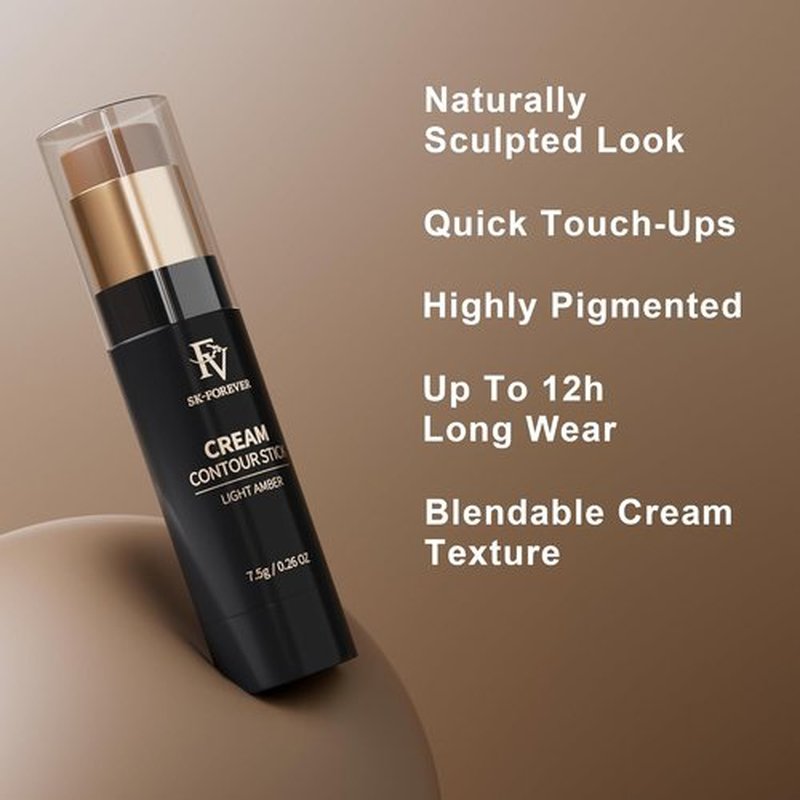 FV Cool Toned Contour Stick - Creamy, Blendable Formula for Natural Face Sculpting | Long-Lasting & Waterproof, 01 Amber