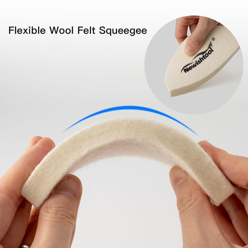NEWISHTOOL 3 PCS Wool Felt Squeegee Window Tint Tools, Scratch Free Soft Woolen Squeegee for Vinyl Wrap, Glass Tint Film, Car Wrapping, PPF Installation