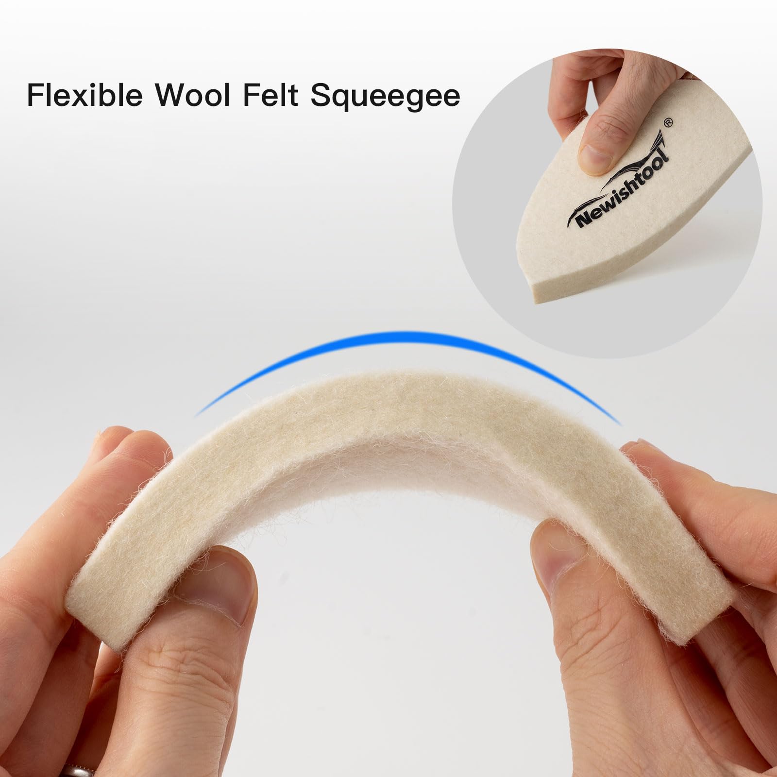 NEWISHTOOL 3 PCS Wool Felt Squeegee Window Tint Tools, Scratch Free Soft Woolen Squeegee for Vinyl Wrap, Glass Tint Film, Car Wrapping, PPF Installation