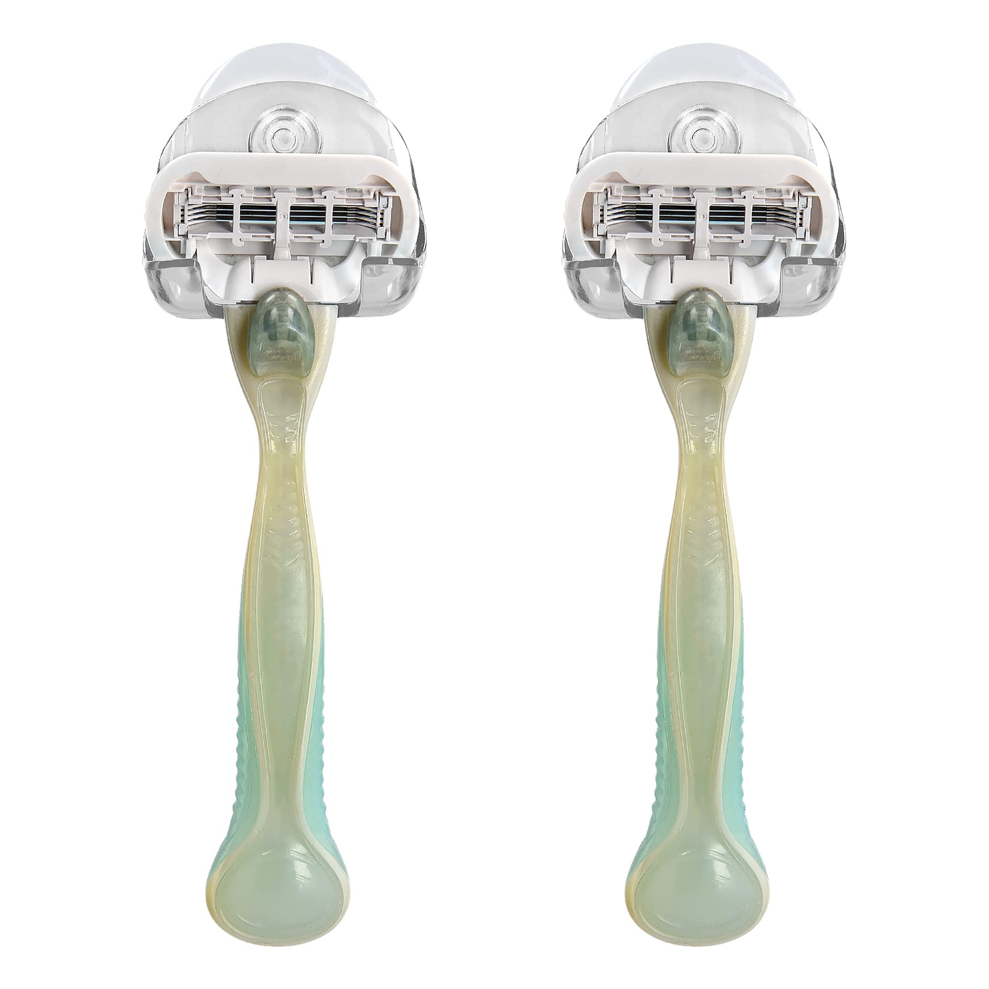 kwmobile 2X Razor Holder with Suction Cup - Self-Adhesive Shaver Wall Mount - Bathroom Organizer for Glass and Tiles - Transparent