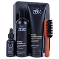 ZEUS Deluxe Beard Care Kit for Men, Italian Cypress Oil, Wash & Brush Set
