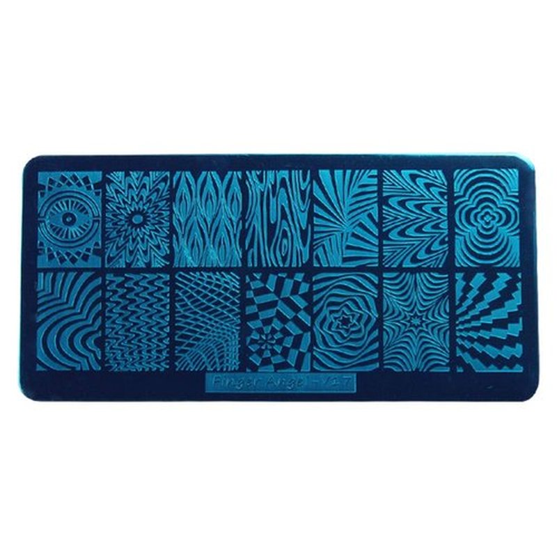 FingerAngel 8pcs Nail Stamp Plates + Nail Stamper with Scraper+ 1 Pcs storage bag Nails Art Stamping Plate Scraper Stamper Set Leaves Flowers Animal Template Image (V17-24)