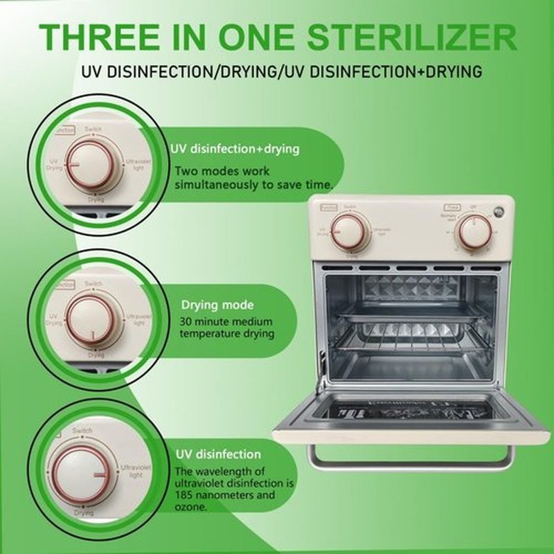 JOSBES Sterilizer Tools, 8L Drying and 3-in-1 Disinfection Tools 150W Sterilizer with Timer Disinfection Cabinet Suitable for Mother-Child Products, Towels, Hair Salons, Nail Studios (White1)