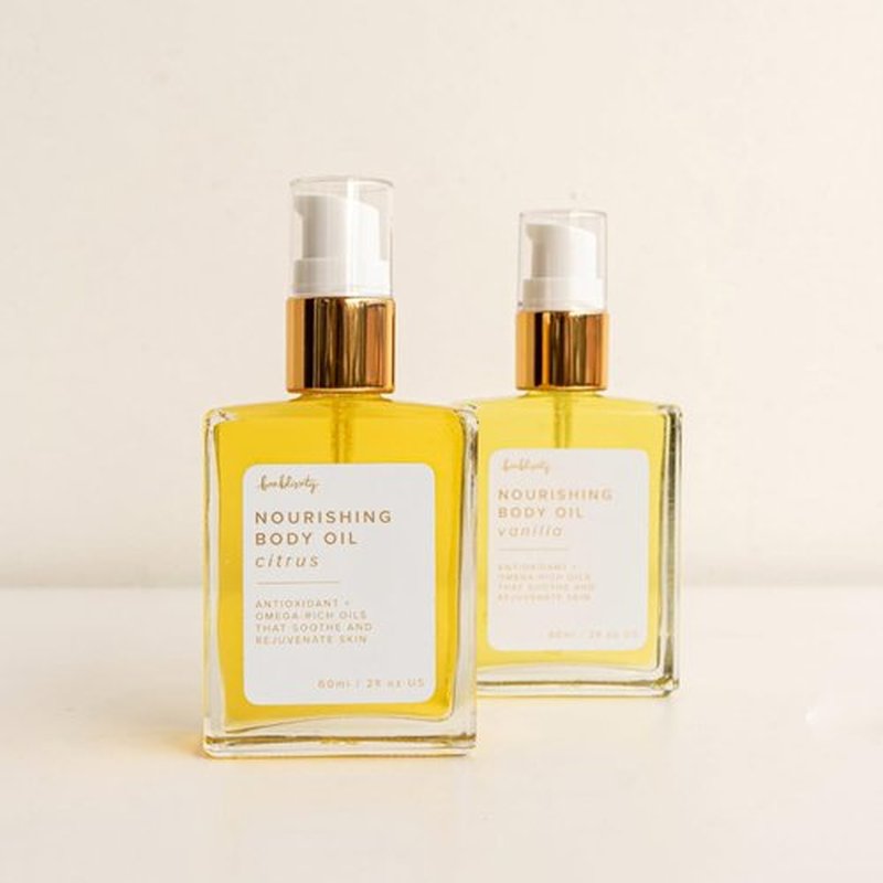 Bonblissity Nourishing Body Oil - Citrus Scented Hydrating Moisturizer | 2oz Travel Size for Dry Skin