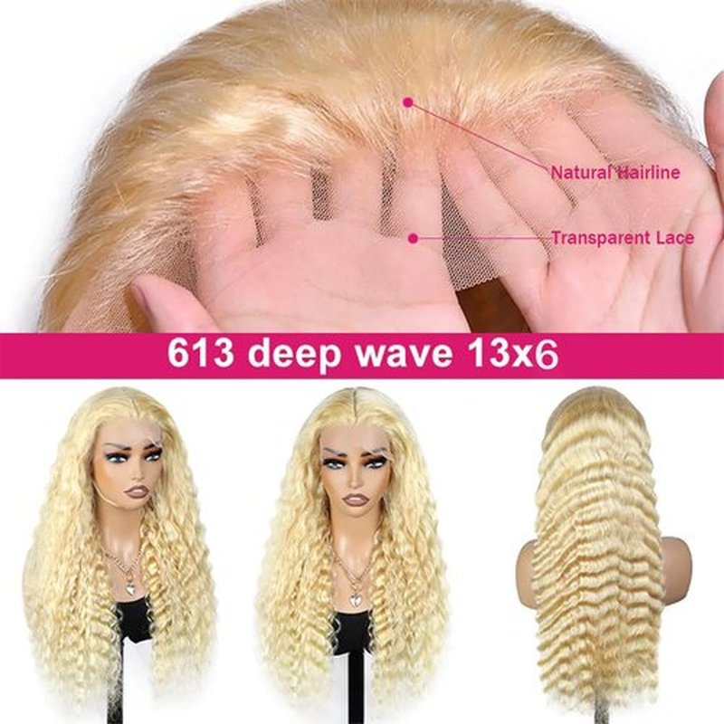Belaved 28 Inch Deep Wave Wigs Human Hair 613 Blonde Lace Front 13x6 HD Transparent Curly 100% Real Human Hair 180% Density Pre Plucked No Synthetic Blend No Tangle No Shedding Triple Lifespan