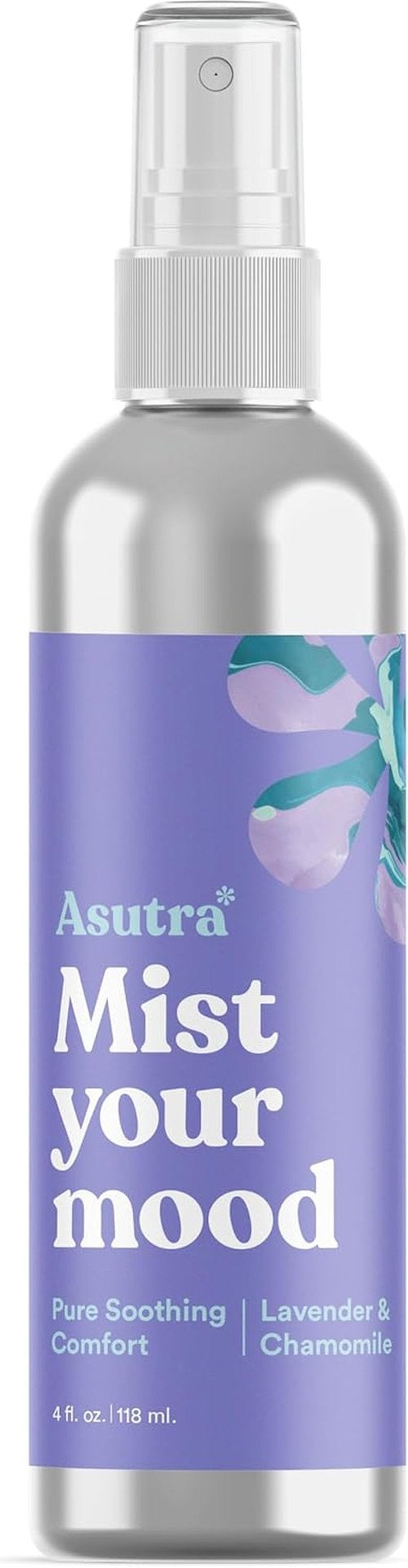 ASUTRA Aromatherapy Pillow Spray - Lavender & Chamomile Essential Oil Mist, 4 fl oz Aluminum Bottle | Refresh Face, Body, Rooms & Fabrics