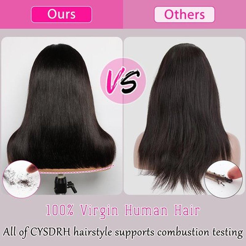 CYSDRH Bob Wig Human Hair Full 13x6 HD Lace Front Bob Wigs Pre Bleached Invisible Knots 200% Density Glueless Wigs Human Hair Pre Plucked Pre Cut Natural Hairline - 12 Inch Short Wigs for Black Women