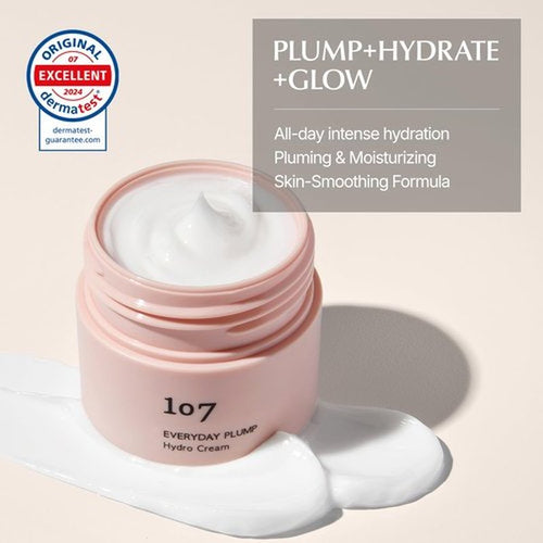 107 EVERYDAY PLUMP Hydro Cream - Lightweight Face Moisturizer with Probiotics & Squalane | Hydrates & Enhances Radiance (1.7 fl oz)