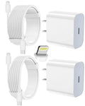 **Skiennix iPhone Charger - Fast Charging 2-Pack Type C Wall Block with 6FT & 10FT USB C to Lightning Cables**