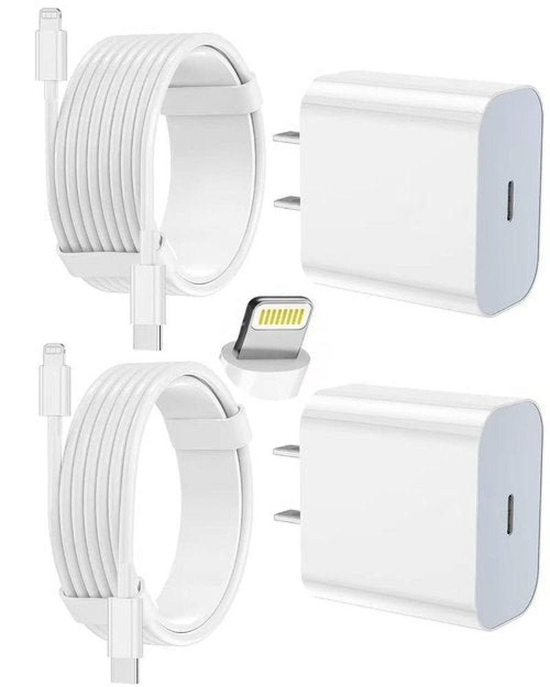 **Skiennix iPhone Charger - Fast Charging 2-Pack Type C Wall Block with 6FT & 10FT USB C to Lightning Cables**