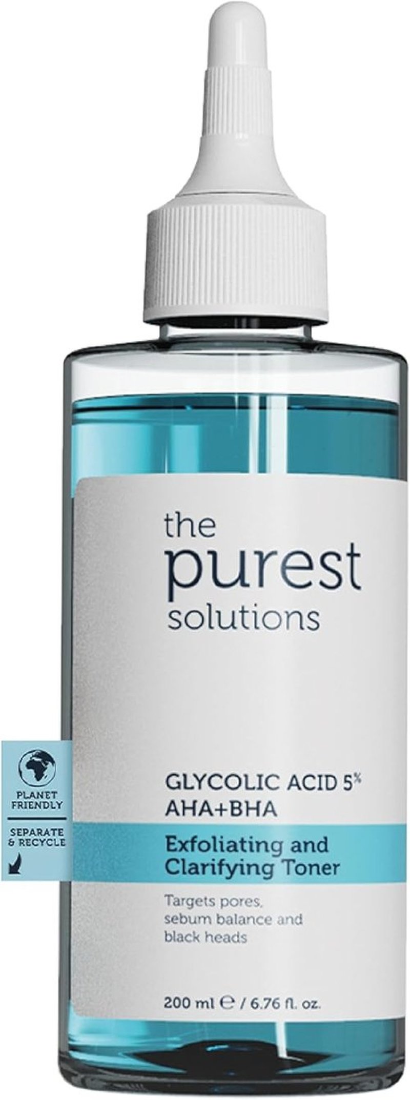 Purest Solutions Exfoliating Toner - Glycolic Acid 5% AHA + BHA for All Skin Types - Vegan & Cruelty-Free (6.76 fl. oz)