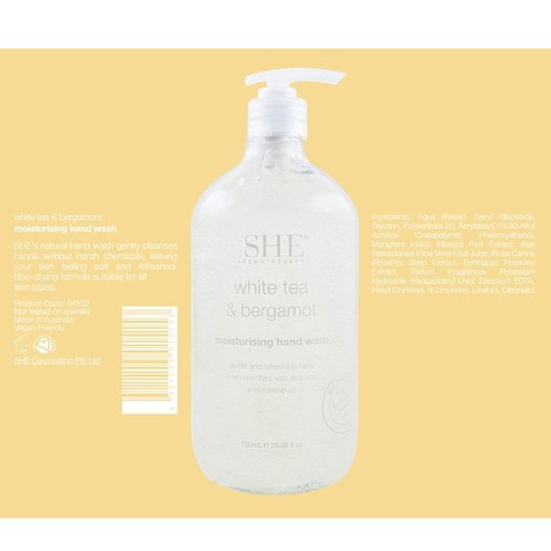 Om She Aromatherapy Moisturising Hand Wash - White Tea & Bergamot