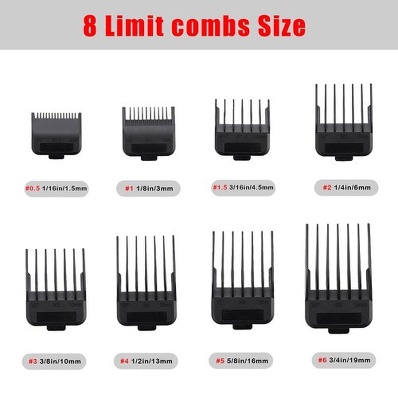 8PCS Magnetic Clipper Guards Cutting Guides Compatible with Wahl Clipper -from 1/16 Inch to 3/4 Inch(1.5-19mm)