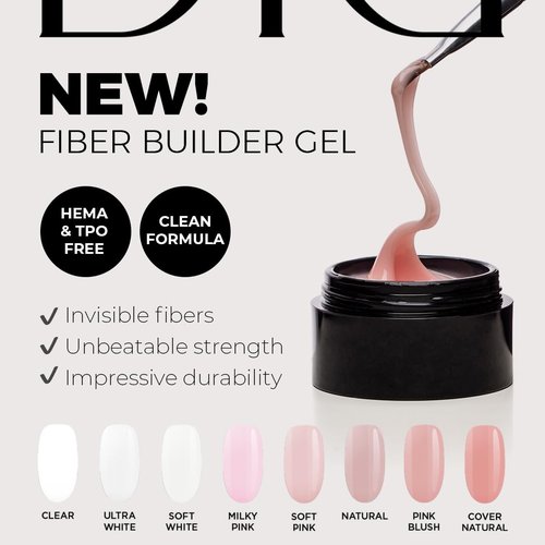 DIDIER LAB Fiber Builder Gel Natural – Self-Leveling HEMA-Free Builder Gel for Nails - Ultra-Strong LED UV Fiberglass Nail Builder Gel for Nail Repair Refills and Nail Extensions - 1.76 fl oz