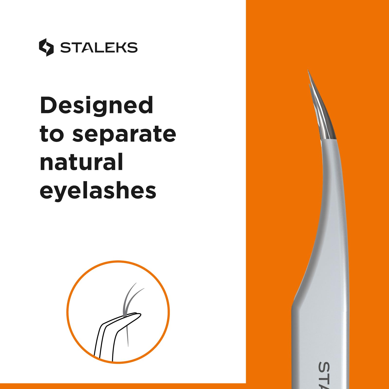 Staleks Pro Professional Eyelash Tweezers Expert 40 Type 11 – Curved – Lash Separation – Stainless Steel – Anti-Fatigue Design