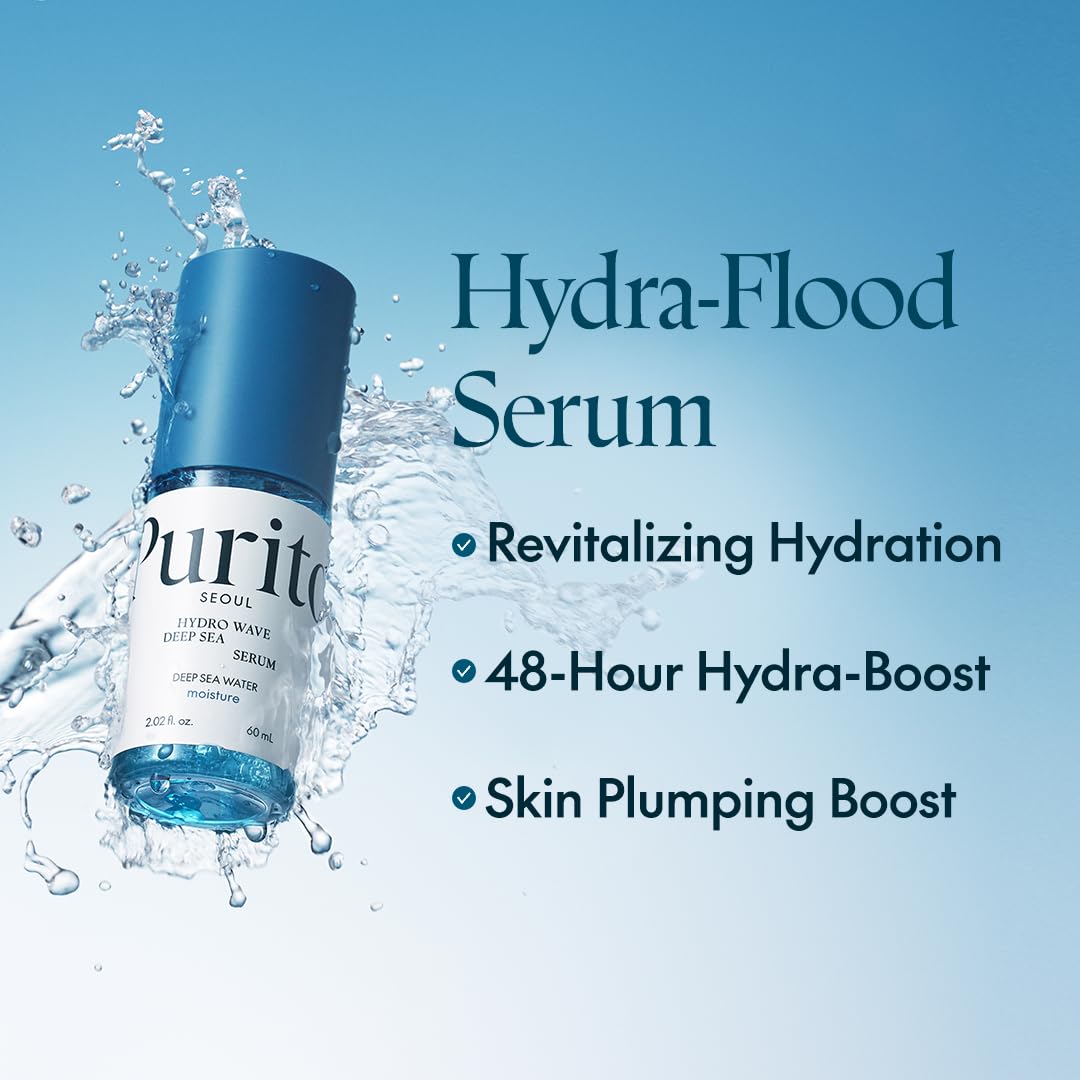 PURITO Deep Sea Serum | Deep Sea Water 66% + Marine Complex + Snow Mushrooms | Facial Serum | for Hydration, Skin Plumping | Lightweight & Non-Greasy Texture | Korean skincare, 60mL 2.02 fl.oz