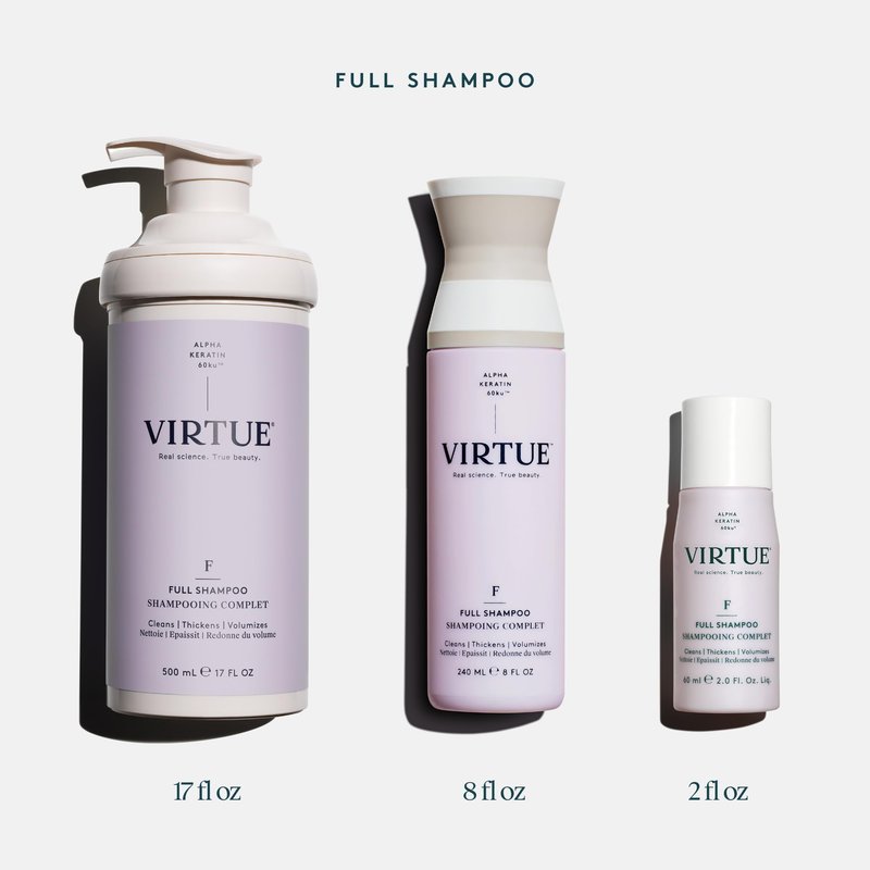VIRTUE Full Sulfate Free Volumizing Shampoo Thickens Hair, Safe for All Hair Types, Color Safe