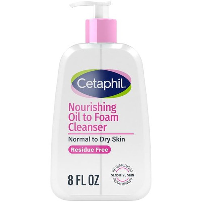 Cetaphil Nourishing Oil to Foam Facial Cleanser - 24 Hour Hydration for Normal to Dry Skin | 8 fl oz