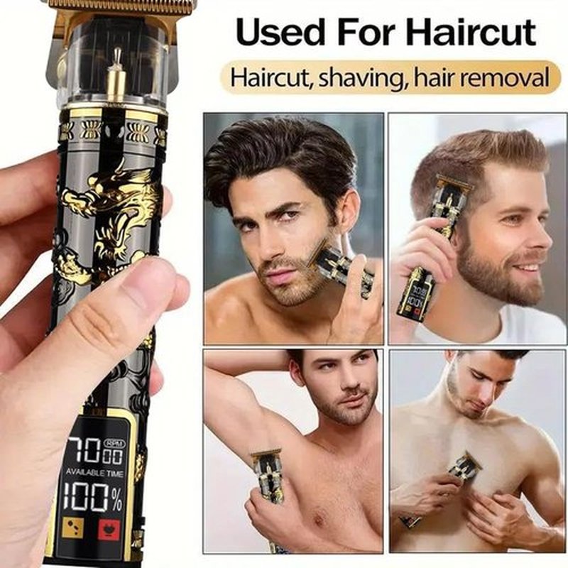 LQT Hair Clippers 3-Piece Men's Professional Cordless Haircutting Set with LED Display, Trimmer, Shaver, Beard Clipper - Gift for Man