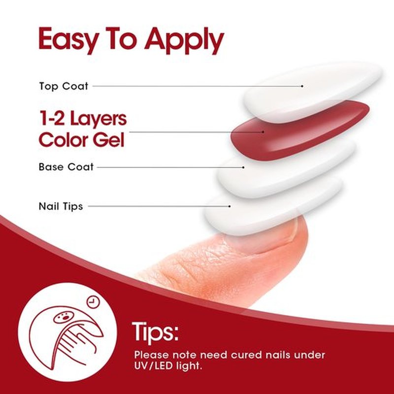 GELLEN Red Gel Polish Set, 6 Colors Red Rose Pink Jelly Gel Nail Polish Set, Soak off U/V Light Cured Nail Art Valentines Gifts for Her