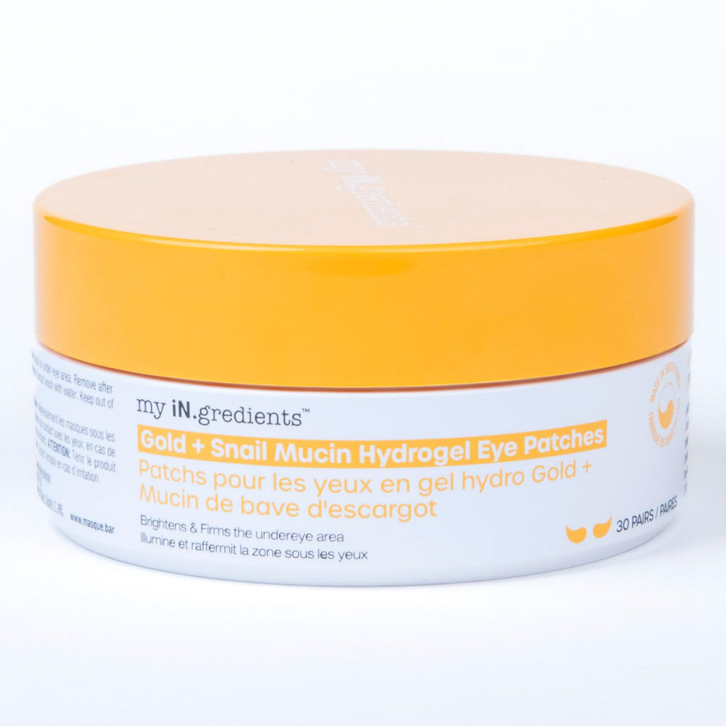 My Ingredients Gold & Snail Mucin Hydrogel Eye Patches 30 Pairs- Dark Circle and Puffy Eye Treatment, Energizing Solution for Tired Eyes, Korean Under Eye Patches for Dark Circles and Undereye Bags