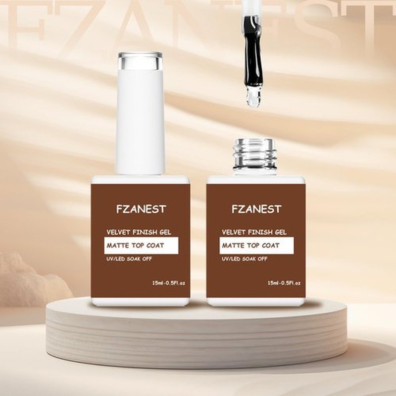 FZANEST Matte Gel Nail Polish - Long Lasting Velvet Top Coat | Soak Off, 0.51 Fl Oz