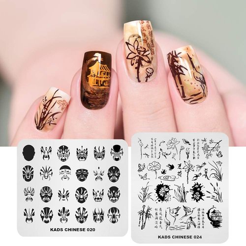 KAD Nail Stamping Plates 8pcs Templates Nail Art Plates Set Chinese Style Series