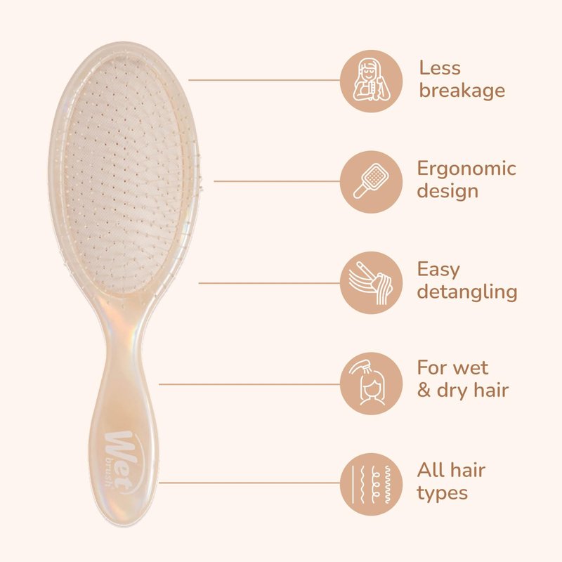 Wet Brush Original Detangler Hair Brush - Cream Iridescence Icon | Ultra-Soft IntelliFlex Bristles for All Hair Types