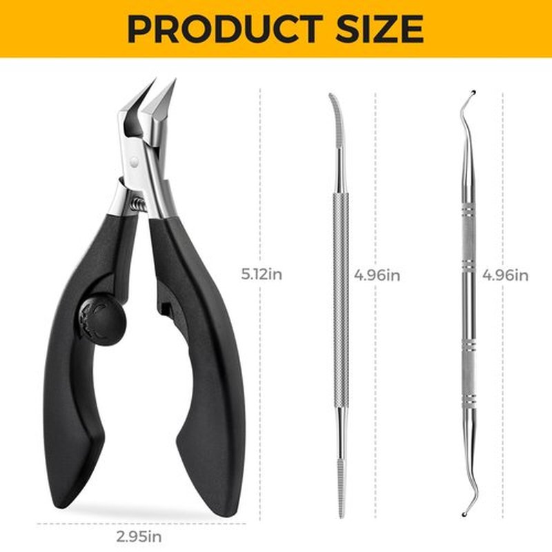 Ingrown Toenail Clippers for Seniors Thick Toenails, Straight Nail Clipper for Men, Heavy Duty Toe Nail Clippers for Thick Nails with Wide Jaw Opening, Professional Ingrown Toenail Removal Kit