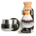 Anbbas 4IN1 Shaving Brush Set,Nylon Bristles Wood Handle and Stainless Steel Soap Bowl,ABS Wall Mounted Shaving Holders for Brush and Bowl for Men Wet Shave