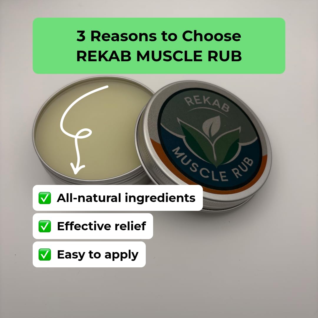REKAB MUSCLE RUB, Neuropathy Cream, Arthritis Reliever, Knee Relief Balm for Adults, Natural Soothing Formula for Arthritis Sufferers, Joint Relief Cream, Total Relief, Joint & Muscle Therapy