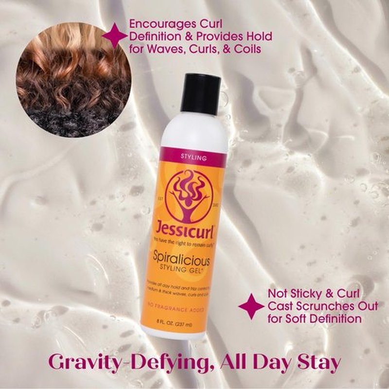 Jessicurl Spiralicious Gel - Frizz Control Hair Styling Gel for Curly Hair | 2 Fl Oz, Vegan & Sulfate Free