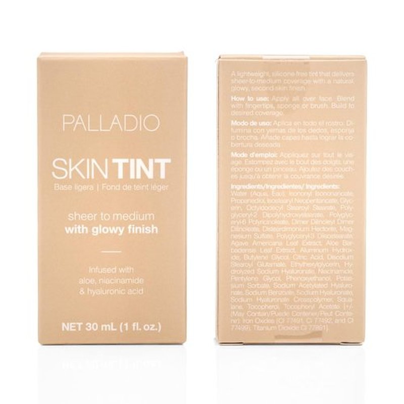 Palladio Skin Tint with Aloe, Niacinamide and Hyaluronic Acid, Sheer to Medium Coverage, Glowy Finish, Brightening and Blurring Lightweight Foundation Makeup (Light Ivory)