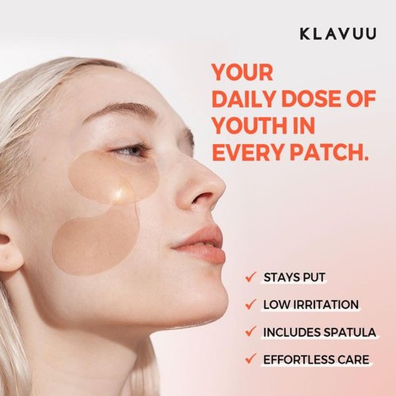 KLAVUU Vegan Collagen Eye Patches for Puffy Eyes & Dark Circles (60 Patches) – Hydrogel Under Eye Mask with Niacinamide – Fine Lines, Firming, Elasticity