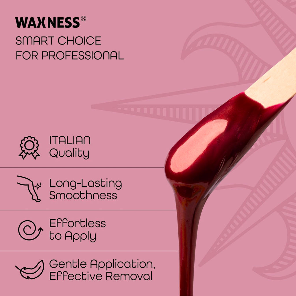 Waxness Italian Velvet Hard Wax Beads Small Bag Size 3.5 oz / 100 g – Multidirectional Formula for Full Body and Large Areas Professional Use – Made in Italy