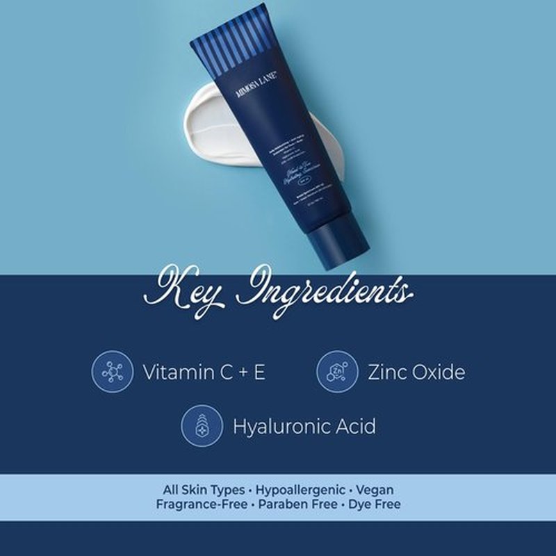 Mimosa Lane Head-to-Toe Hydrating Sunscreen for Face and Body, Broad Spectrum SPF 45, Daily Moisturizer with Anti-Aging Hyaluronic Acid and Vitamin C, Water Resistant, Fragrance-Free, Vegan, 5.1 oz