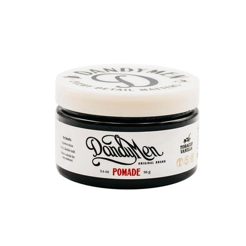 DandyMen Pomade – Strong Hold, High Shine, and Hydrating Formula with Pro-Vitamin B5 – Tobacco Vanilla Scent – 4 oz