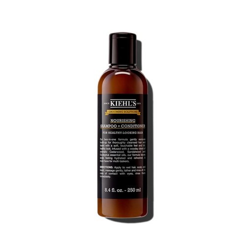 Kiehl's Grooming Solutions 2-in-1 Shampoo & Conditioner - Nourishing Cleanser for Men's Hair & Beard, 8.4 fl oz