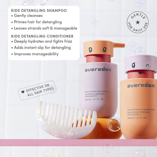 Evereden Kids Mini Haircare Set - Travel Size Detangling Shampoo & Conditioner for Ages 3+ | Vegan, Sulfate-Free, 1fl.oz Each