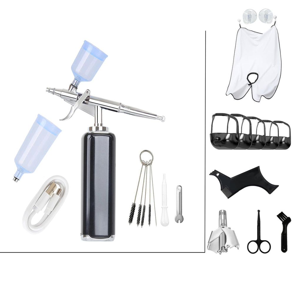 YRHOT Cordless Barber Air Compressor - Airbrush Kit with Compressor, Auto Spray Gun for Precise Hairlines, Beard Paint & Grooming, Salon-Quality Results at Home.