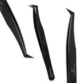 My Lash Tools Mega Boot Volume Fiber Tip Lash Tweezer – LASH ARTIST ACE, Professional Eyelash Extension Tweezers, Precision Fan Making, Plain Grip (Black)