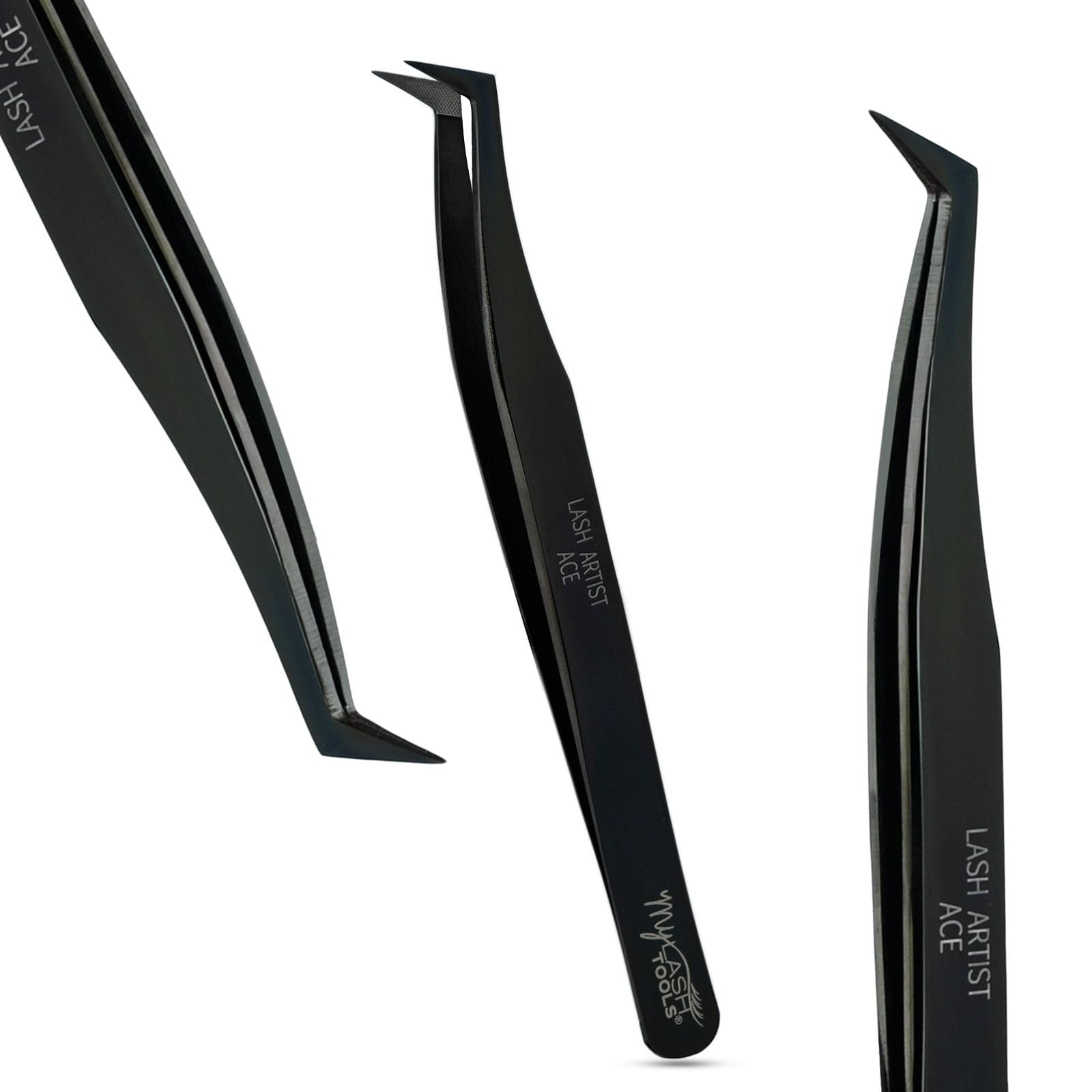 My Lash Tools Mega Boot Volume Fiber Tip Lash Tweezer – LASH ARTIST ACE, Professional Eyelash Extension Tweezers, Precision Fan Making, Plain Grip (Black)