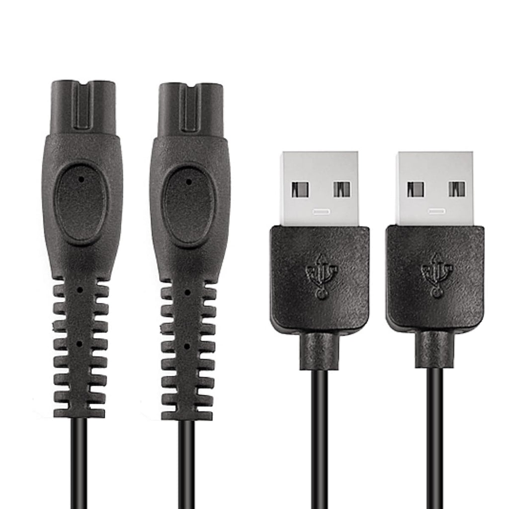 Qjin USB-A Charging Cable for Philips Norelco 2400, 3600 & MG5910 MG7910 MG7975 MG9510 MG9522 MG9575 - OneBlade QP1424 QP2724 QP2834 QP4530 QP6542 Trimmer & Shaver - 5V USB Charger Cord - 2 Pcs