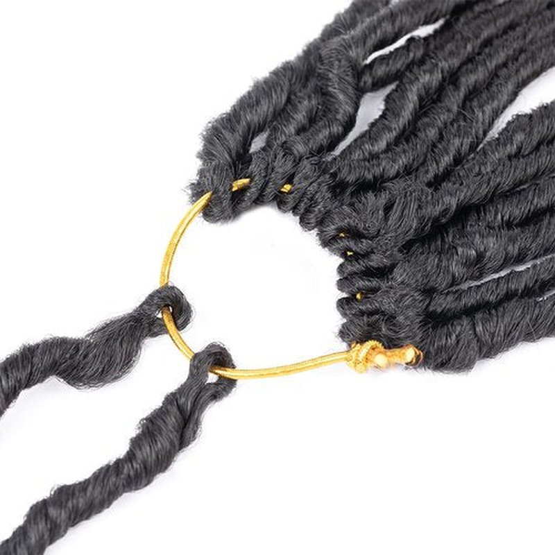 DoeSeor 12 Inch Goddess Locs Crochet Hair 8 Packs New Soft Faux Locs Crochet Braids Deep Wave Pre Looped Hair Extensions for Black Women(1B/8PCS/12inch)