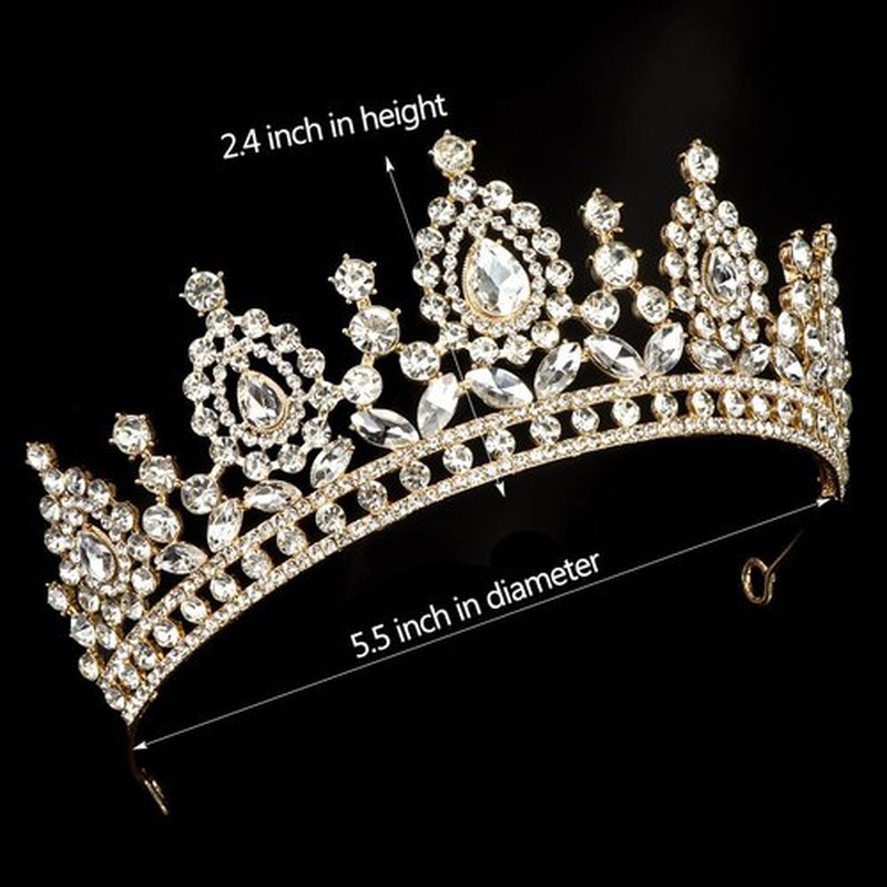Aprince Gold Crown and Tiara for Women Girls, Crystal Princess Tiara Queen Crown, Rhinestone Headbands Royal Diadem for Wedding Birthday Halloween Cosplay Prom Quinceanera Pageant Party Gifts
