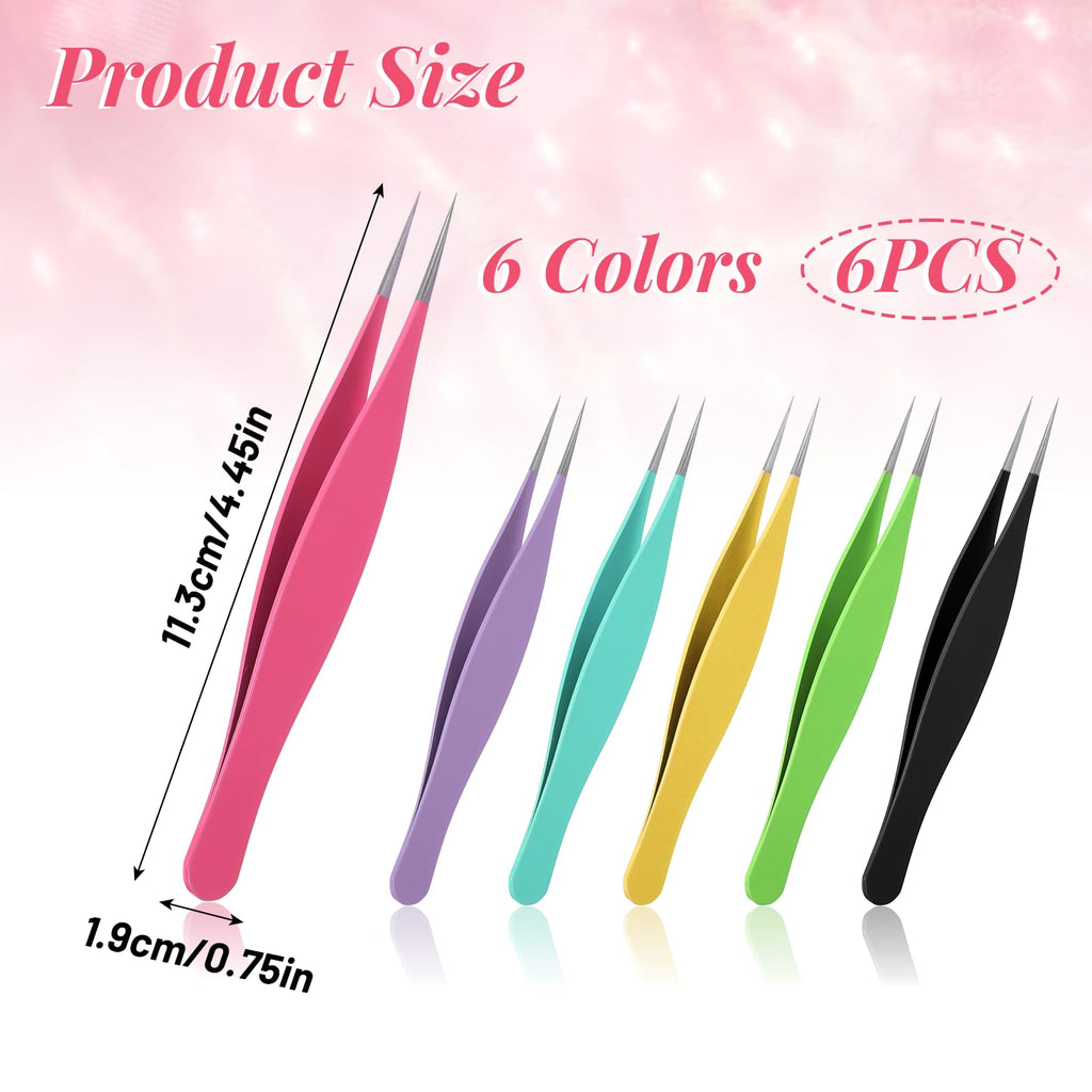 Nogeqi 6 Pcs Pointy Tweezers Pointed Tweezers Needle Nose Precision Fine Point Tweezer Pointed Tip Stainless Steel Ingrown Hair Tweezer For Nose Face Hair Eyebrow Blackhead Remover Women