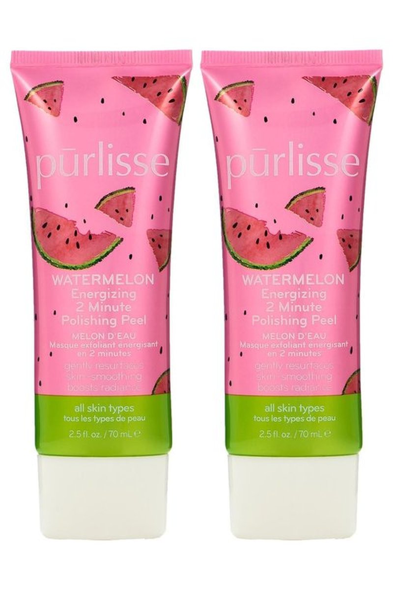 Purlisse Watermelon Energizing 2 Minute Polishing Peel, Cruelty-free, Paraben & Sulfate-free, Brightening & Smoothing, 2 Pack