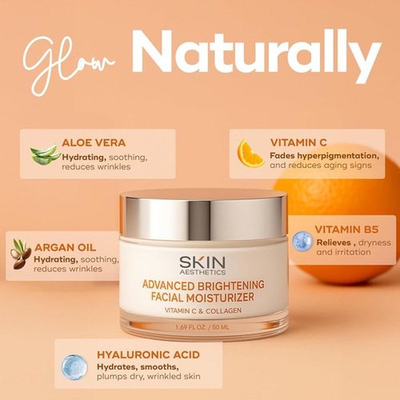 Skin Aesthetics Vitamin C & Collagen Face Moisturizer - Anti-Aging, Hydrating, Fine Lines & Wrinkles, Brightening - Dermatologist Tested Korean Skincare - Clean Beauty, Cruelty-Free - Duo Pack